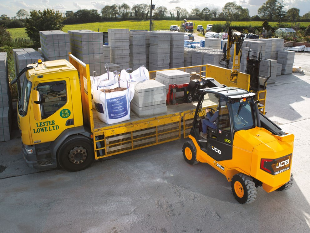 Hero Image - JCB Teletruk Off-loading / loading Lorry. 